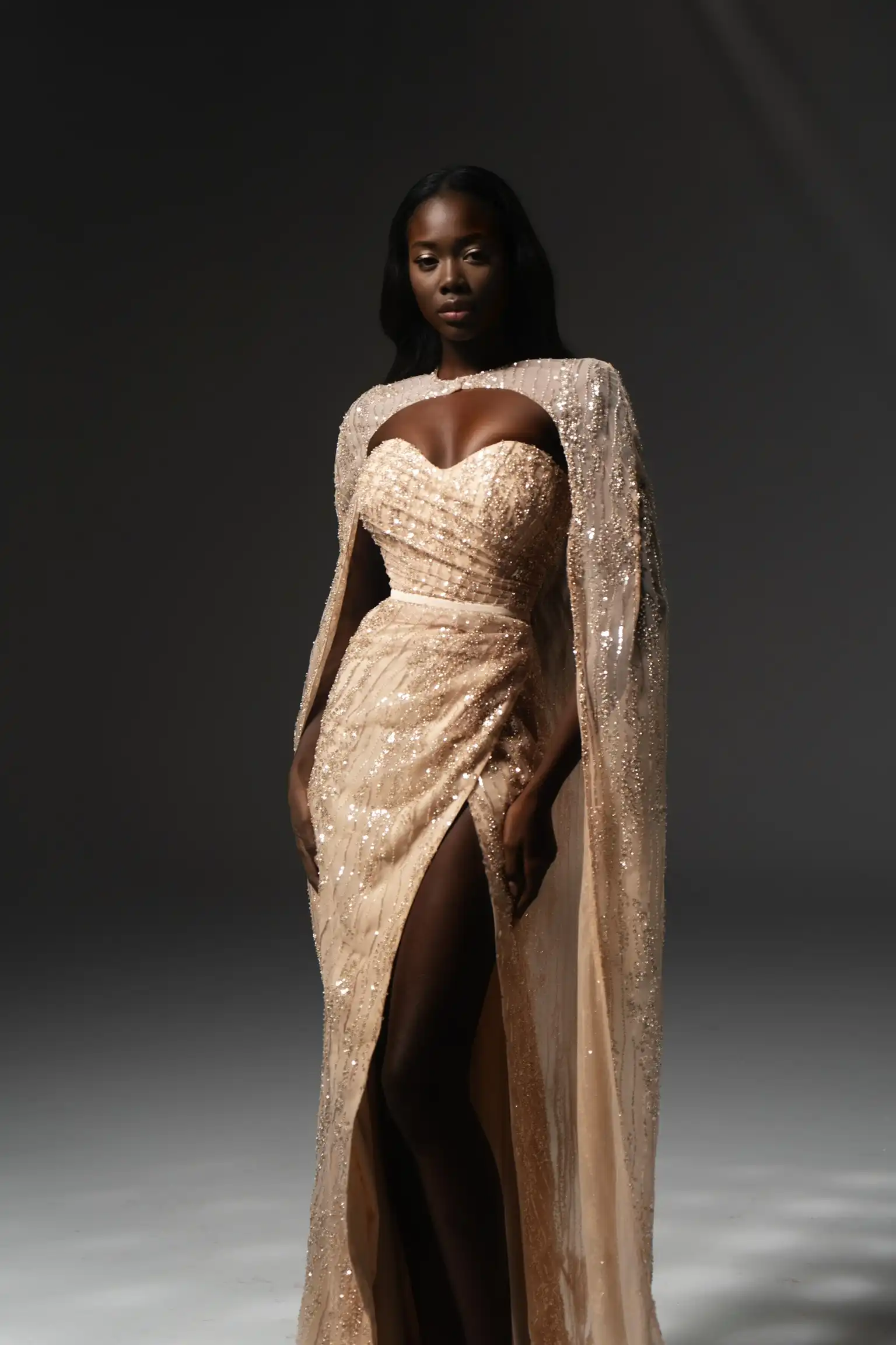 Nude Gold Sweetheart Mermaid Dress