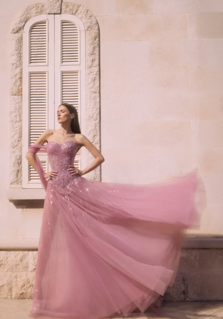 Dusty Rose Draped Gown