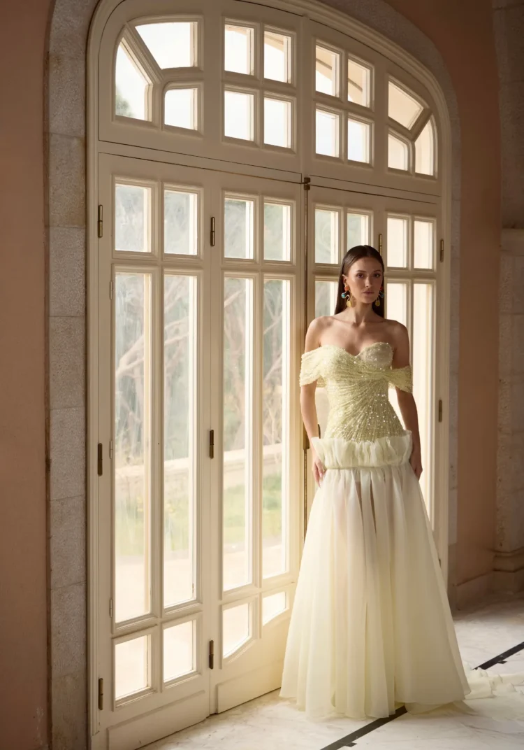 Butter Yellow Off-Shoulder Dress