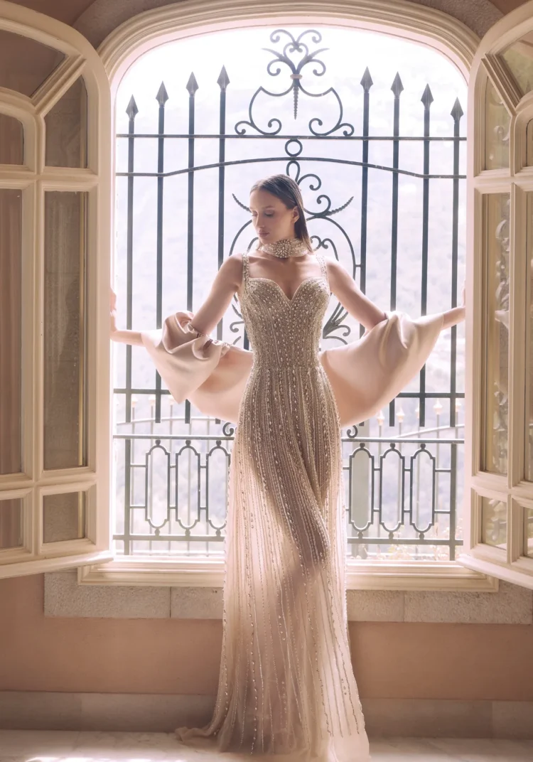 Champagne Crystal Choker Gown