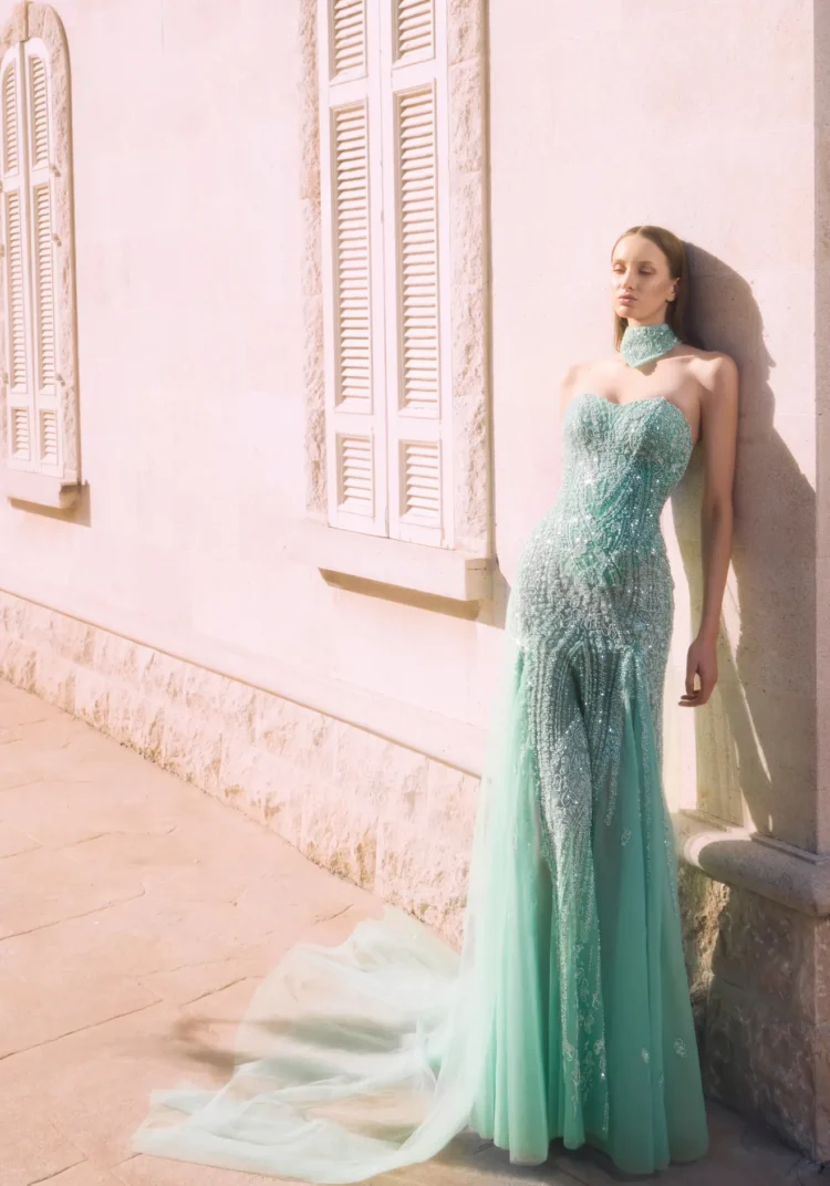 Mint Crystal Mermaid Gown