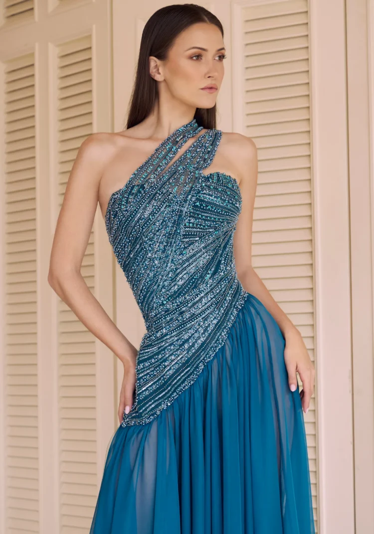 Petrol Teal Cutout Gown