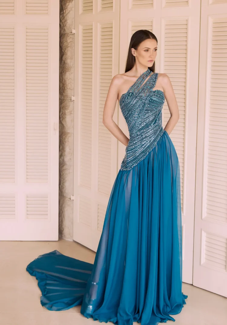 Petrol Teal Cutout Gown